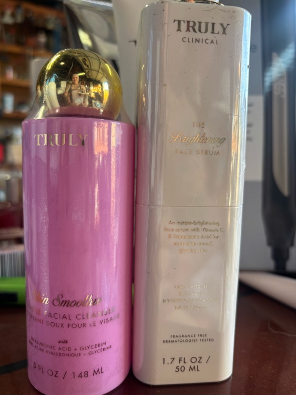 TRULY Pink Gentle Facial Cleanser and serum. Both full size. Sealed. New.